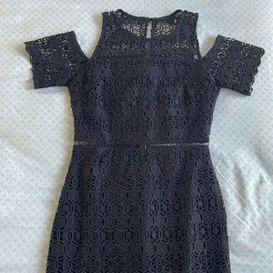 Black peekaboo shoulder dress
